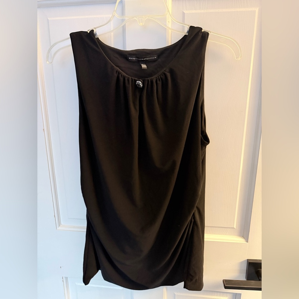 White House Black Market Black Gathered Tank Top